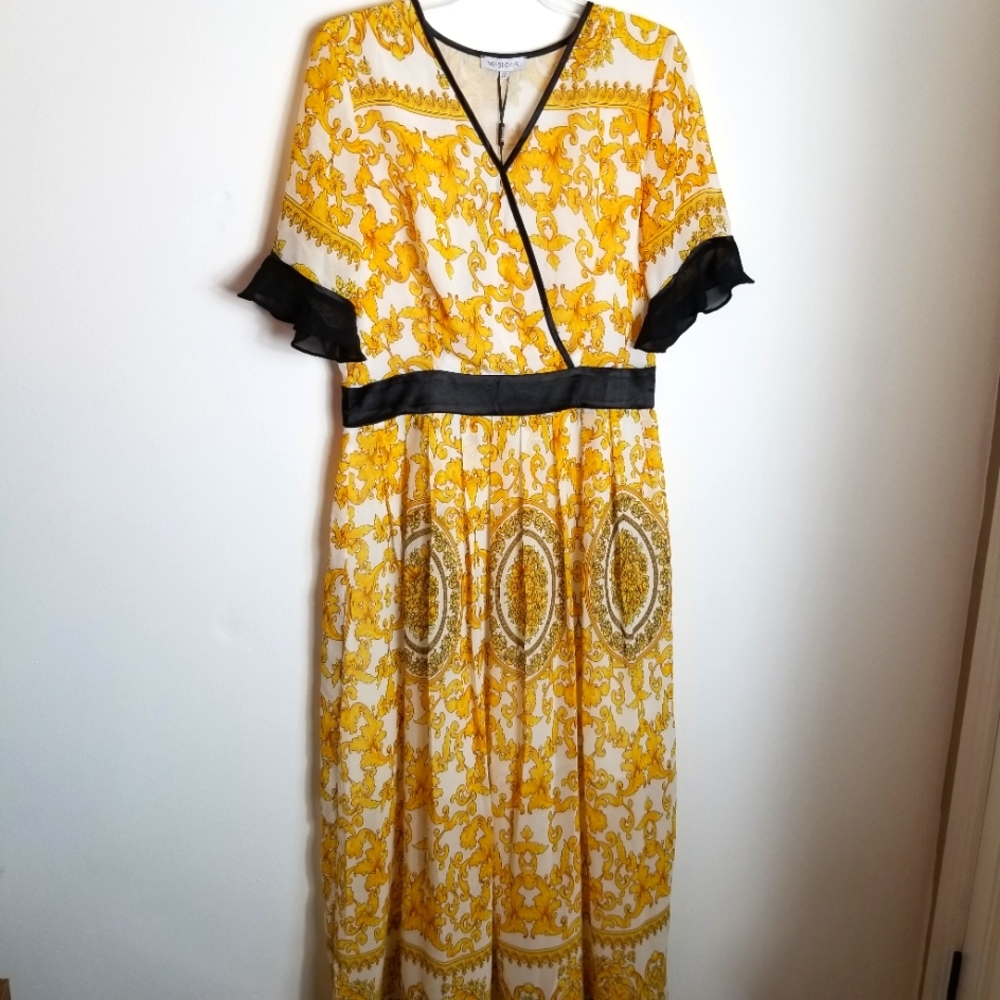 MISSLOOK Baroque Print Maxi Dress NWT